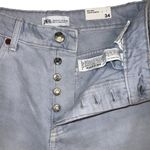 ZARA  Wide Leg Straight Fit Crop Raw Hem Jeans Button Fly Light Wash Size 2 Photo 2