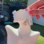 Jessica Simpson earrings diamonds paved luxury gold tone half loop Photo 2