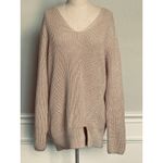 Pact Organic Cotton V Neck Knit Long Sweater Small Tan Cream Photo 5