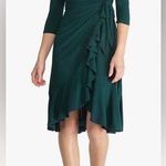 Kiyonna Whimsy Ruffled Midi Wrap Dress with Sleeves Wrap Around Style w/ Ruffles Green Size 6 Photo 0
