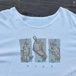 RARE Vintage Blue Fish Clothing Graphic Tee Oversized Cream Shoes T Photo 1
