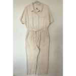 Universal Threads NWT Universal Thread Cream Cotton Short Sleeve Utility Jumpsuit Boho Romper 12 Photo 1