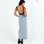 Princess Polly  Light Wash Denim Maxi Skirt Front Slit A31 Photo 3