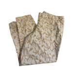 Liz Claiborne  Emma Dress Pants Leaf Print Pockets Straight Leg Cropped Tan Sz 12 Photo 0