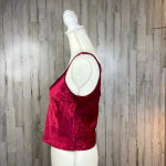 Victoria's Secret  Vintage Satin Floral Tank Top Red XS Square Neck Wide Strap Photo 4