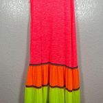 Pitusa Rainbow Maxi Dress Cover Up Womens Standard Neon Bright Tiered Beach Pink Size undefined Photo 4