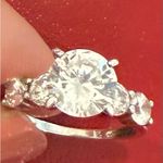 Around 1 ct 925 Brilliant Rd Center 4 Rd Accents CZ Bridal Cocktail Ring Sz 5 Silver Photo 1