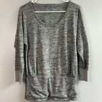 Athleta Heathered Grey Batwing & Robin Kangaroo Pocket Top Size Small Photo 0