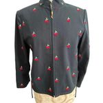 St John Sport Vintage Full Zip Embroidered Cherry Jacket Petite Small Black Size undefined Photo 0