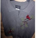 Southern Lady Cardinal Vest Large Women's Bird Nature Holiday Cottagecore Gray Photo 1