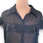 Torrid Shirt Sheer Black Chiffon Ruffle Short Sleeve Button Front Collared Top Photo 3