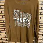 Time And Tru Brown Give Thanks Long Sleeve Thermal Tee Size Large Tan Photo 0