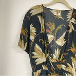 Diega Blue Green Tropical Print Faux Wrap Midi Dress Womens XS Beachy Vacation Photo 5