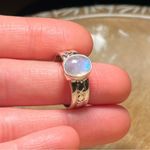 Sterling Silver Moonstone 925  Decorative Band Ring Photo 13