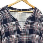 Bobbie Brooks Women Shirt Dress 3X Navy Plaid Drawstring Waist Cozy Preppy Chic Blue Photo 7