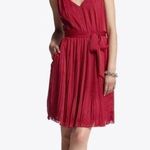 White House | Black Market WHBM Dress 4 Crimson Red Flowing Micro Pleated Holiday Christmas Party Cocktail Photo 0