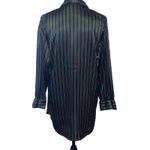 Victoria's Secret Vintage Petite Green Red silky striped pajama top Button Down Photo 2