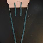 Blush New  turquoise, crystal double row necklace and earrings. Necklace is a V Photo 0