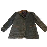 The Limited VINTAGE 1990'S  BROWN & BLUE WOOL BLEND HOUNDSTOOTH BLAZER (S) Photo 8