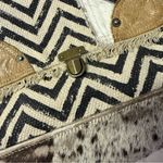 Myra Bag Cowhide & Chevron Crossbody Messenger Bag Black Photo 3