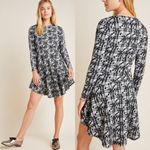Hutch Anthropologie Jeanie Embroidered Plaid Floral Tunic Dress Black and White Photo 11
