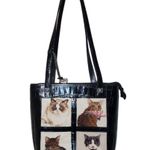 Brighton Fantasy Feline Black Shoulder Bag Tapestry Needlepoint Cats Photo 0