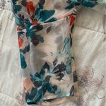 Chelsea28 floral faux wrap sheer 3/4 sleeves white & blue blouse size S bohemian Photo 5