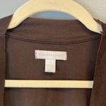 Charter Club  Cardigan Brown Faux Suede Open Front Waterfall Cardi Sz L EUC Photo 1