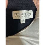 St. John  Jacket Vintage Women Black Sz 14 XL Knit Leather Trim Career Elegant Photo 11