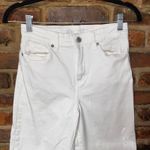 Uniqlo  White Wash Denim Wide Leg High Rise Raw Hem Cut-Off Jeans Women's Size 24 Photo 2