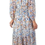 Joie  Blue Floral Fields Tiered Chiffon Midi Dress Size Small Photo 7