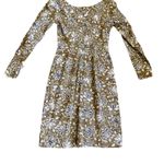 Vintage 60s Mini Long Sleeve Floral Print Dress Olive Green XS Multiple Photo 4