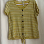 Ny Collection Yellow Button-Down Tie-Front Top Photo 0