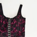 Tripp NYC [] Black Pink Y2K Floral Print Lace Hook & Eye Corset Top Size Large L Photo 8