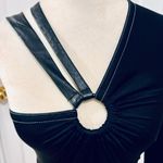 YIGAL AZROUËL COATED JERSEY MESH LEATHER COMBO CUTOUT MAXI GOWN SIZE US 0 Black Photo 8