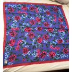 Vintage Glentex Scarf Floral Roses Acrylic Japan Handkerchief Hankie Fring Retro Photo 5