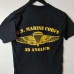 90s USMC 3D Anglico Military Tee Small Black 100% Cotton Vintage USA Unisex Fit Photo 13