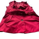 Sandro  Studio Puff Lapel Vest with Belt Ruby Red Size Large Statement Bold Photo 4