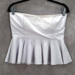 White Ruffle Strapless Tube Swim Pull On Beach Boho Crop Tankini Top S Small Photo 0