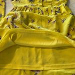 A'Gaci  Vibrant Yellow Bird Print Dress Women’s Size Small Adjustable Sleeves Photo 5