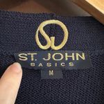 St. John | Santana Knit Navy Blue Long Cardigan with Gold & Enamel Buttons Sz M Photo 3