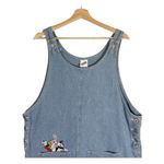 Vintage Looney Tunes 90s Sleeveless Pinstripe Denim Jean Dress Size Large Blue Photo 2