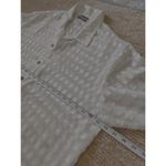 Notations Vintage  Sheer Blouse 2X White Gold Geometric Button Down USA Photo 5