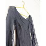 Maggy London Vintage Y2K Black Silk Chiffon Midi Dress Size 4 Whimsigoth Bell Sleeves Euro Photo 5