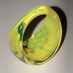 Size 8 Yellow Green & Red Resin Boho Fashion Dome Statement Ring Photo 3