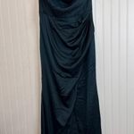Lulus NWOT  Moments of Beauty Dark Teal Satin Cowl Neck Tulip Maxi Dress Size L Photo 3