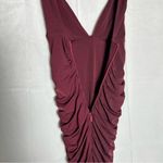 Nookie NWT Jolie Plunge Midi Dress Wine Ruched Bodycon Size Small Photo 6