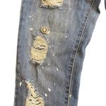 Tinsel Nordstrom jeans paint button fly distressed rhinestones size 26 Blue Photo 9