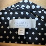 Talbots  Women's Vest Sz M Petite Down Feather Polka Dot Black White‎ Ski Lodge Photo 2