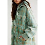 Free People  Plaid Long Ruby Jacket in Sage Combo Size XS Grunge Distressed Photo 4